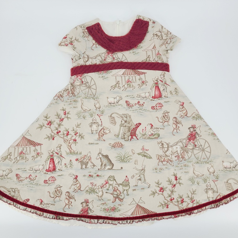 Trish‎ Scully Whimsical Animal Toile Dress 4 Whimsigoth Gemstone Coquette